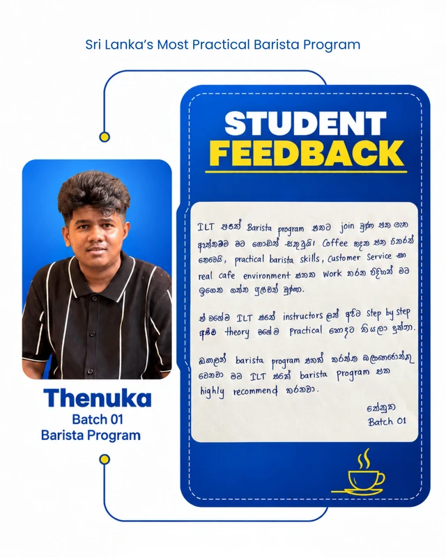 Thenuka's original Barista programme student feedback poster